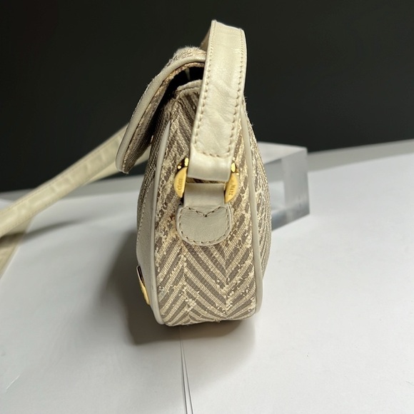 Vintage Mark Cross Chevron Print Leather Crossbody Bag - Picture 5 of 14